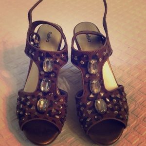 Leopard Reba wedge shoes